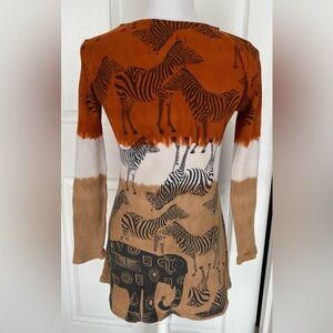 Elephant and Zebra Themed Long Sleeve Knit Dress - Size Medium